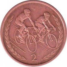 Токарний верстат. Монета 1 пенні, 1989 рік, Острів Мен.