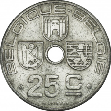 25 сантимів. 1943 рік, Бельгія. (BELGIQUE - BELGIE)