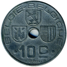 Бельгія 10 сантимів, 1946 Напис — “BELGIE — BELGIQUE“