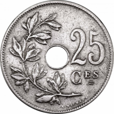 Бельгія 25 сантимів, 1908-1909 Напис французькою - “BELGIQUE“