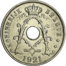 Бельгія 25 сантимів, 1910-1929 Напис нідерландською - “KONINKRIJK BELGIË“