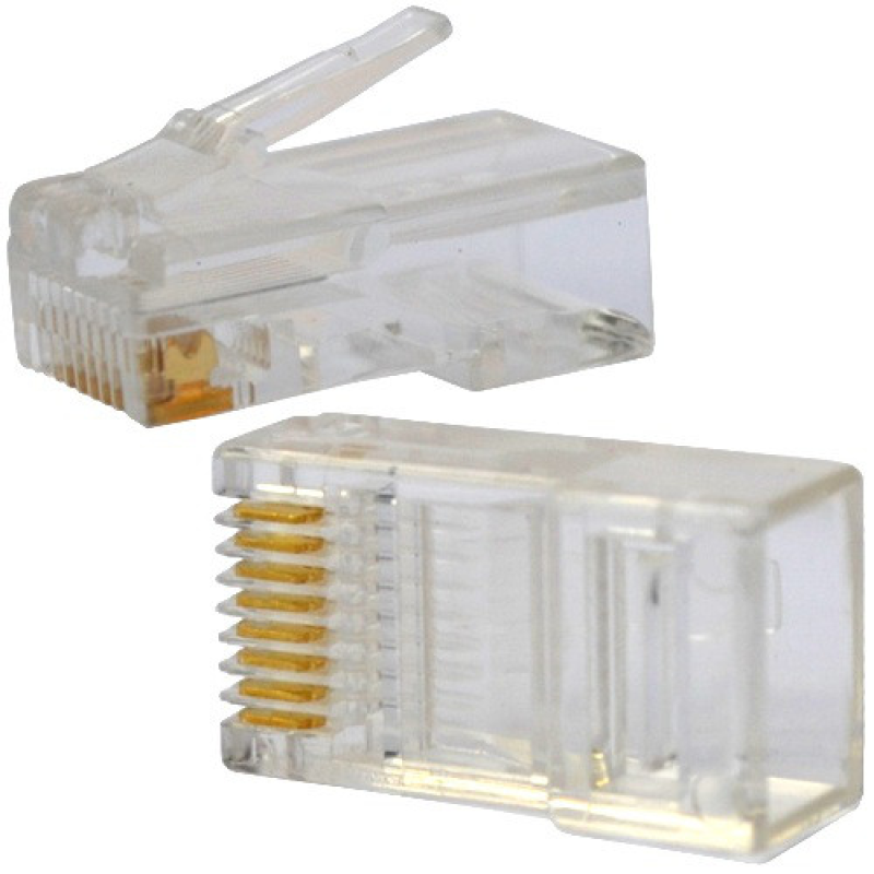 Штекер 8р8с (RJ-45), cat.-5E, наскрізні отвори