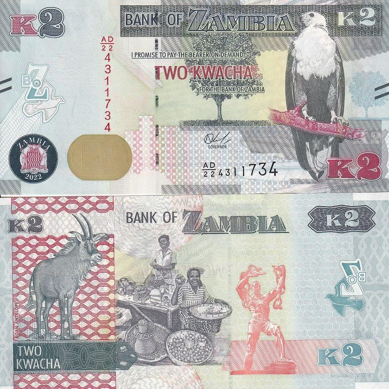Замбия 2 квача 2022 UNC Замбия 2 квача 2022 UNC