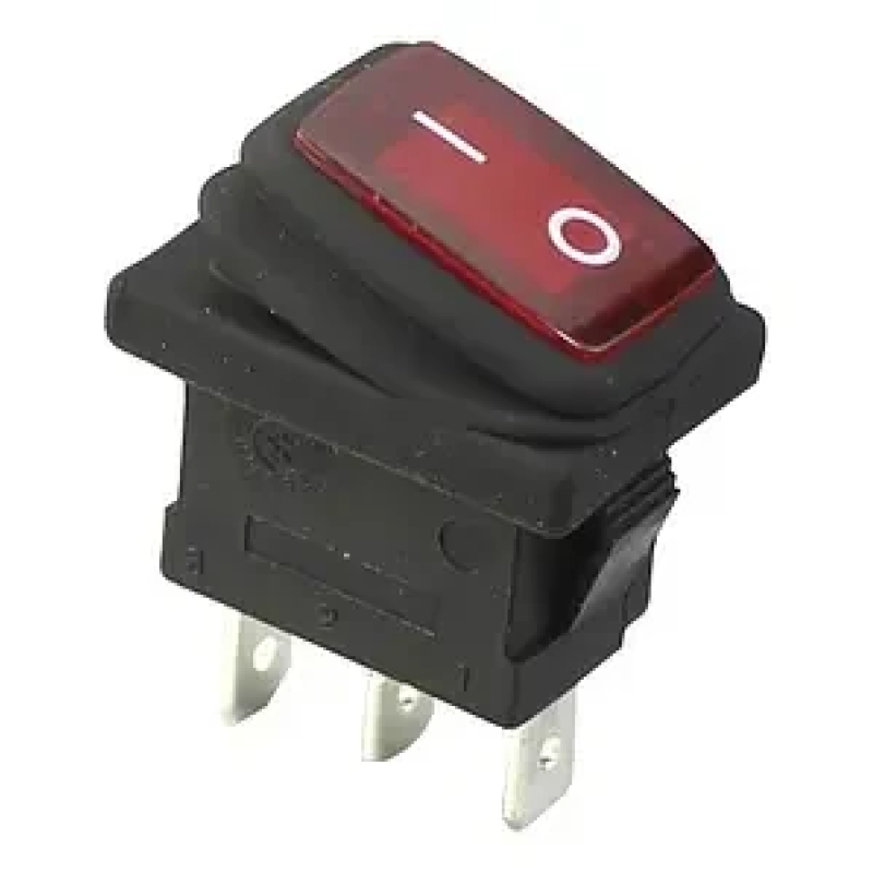 Перемикач Daier KCD1-2-101NW, з підсвіткою, вологозахищений, ON-OFF, 3pin, 6A 250V, червоний Перемикач Daier KCD1-2-101NW, з підсвіткою, вологозахищений, ON-OFF, 3pin, 6A 250V, червоний