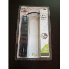 USB HUB на 6 портов USB 3.0, с картридером, пассивный (в блистере)