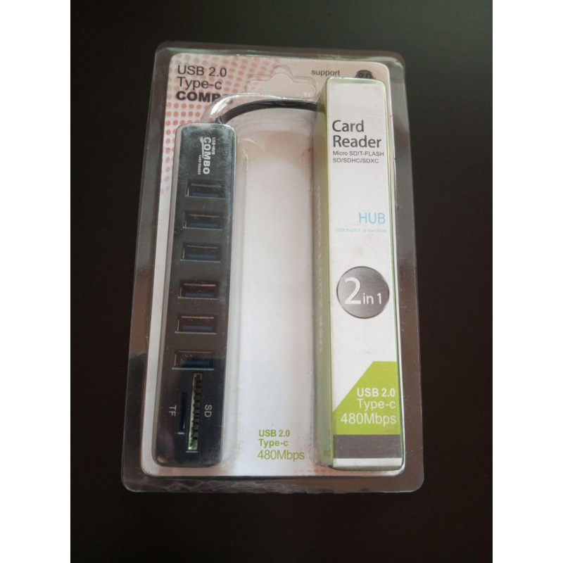 USB HUB на 6 портов USB 3.0, с картридером, пассивный (в блистере)