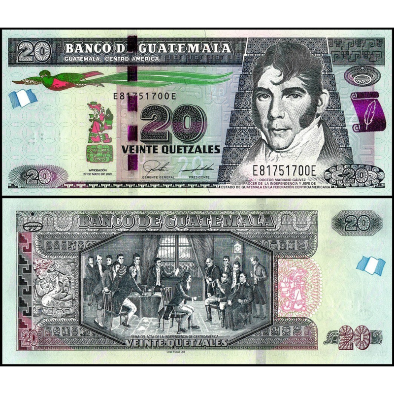 Гватемала / Guatemala 20 Quetzales 2020 Pick 124 UNC Гватемала / Guatemala 20 Quetzales 2020 Pick 124 UNC