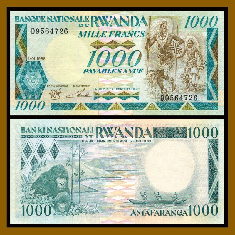 Руанда / Rwanda 1000 Francs 1988 Pick 21 UNC Руанда / Rwanda 1000 Francs 1988 Pick 21 UNC