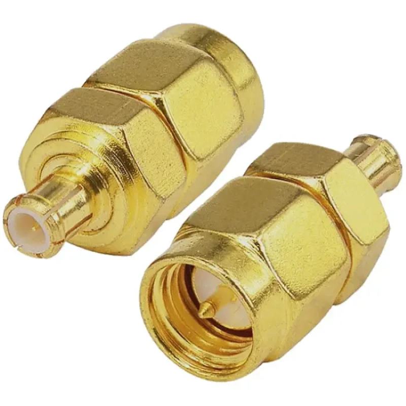 Переходник штекер SMA - штекер MCX, латунь, gold Переходник штекер SMA - штекер MCX, латунь, gold