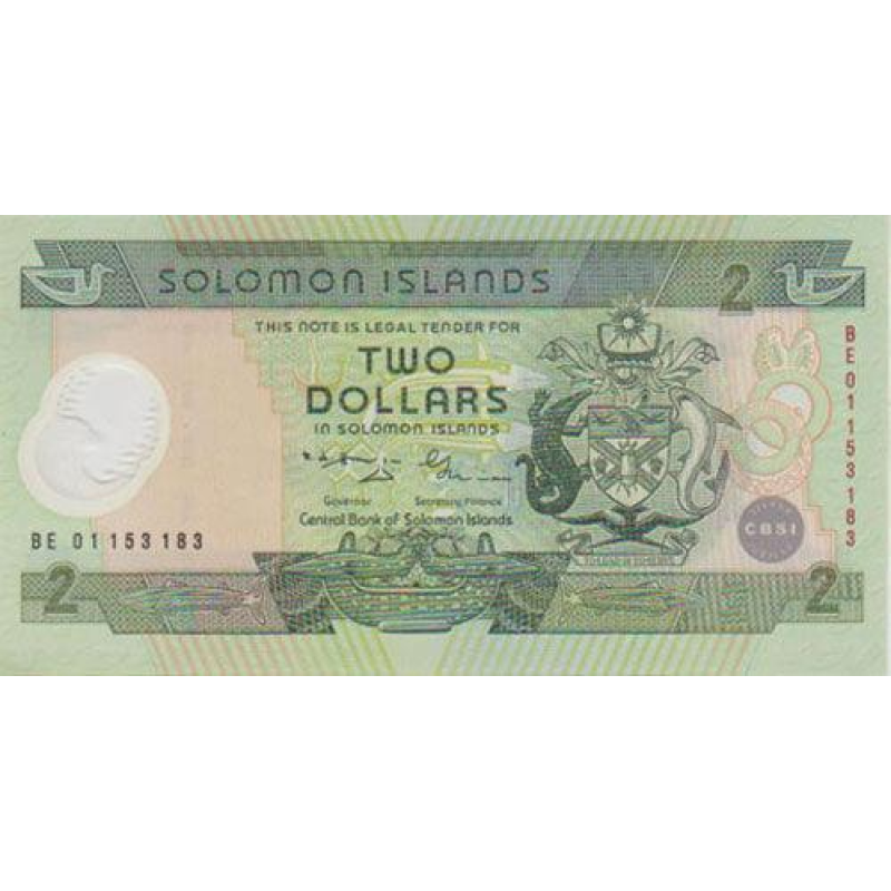 Соломони / Соломоны 2 долара 2001р Р-23 UNC Полімер Пям“ятна“25-річчя Центральному Банку“