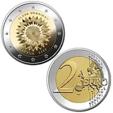Латвия 2 евро 2023г Слава Украине