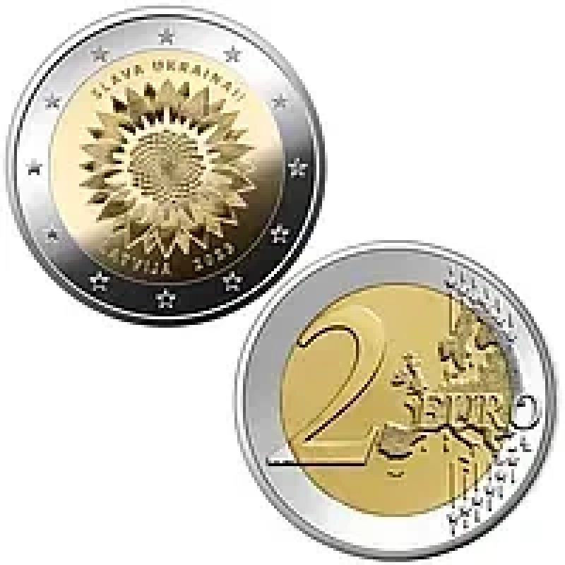 Латвия 2 евро 2023г Слава Украине Латвия 2 евро 2023г Слава Украине