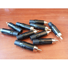Штекер RCA gold, метал корпус, чорний