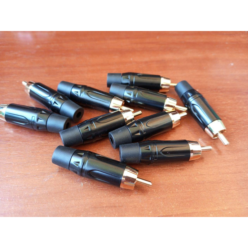 Штекер RCA gold, метал корпус, чорний Штекер RCA gold, метал корпус, чорний