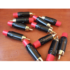 Штекер RCA gold, метал корпус, червоний