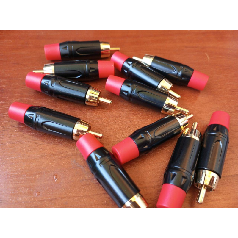 Штекер RCA gold, метал корпус, червоний Штекер RCA gold, метал корпус, червоний