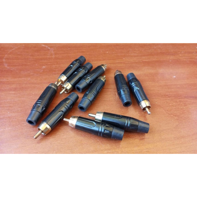 Штекер RCA gold, метал корпус, чорний Штекер RCA gold, метал корпус, чорний