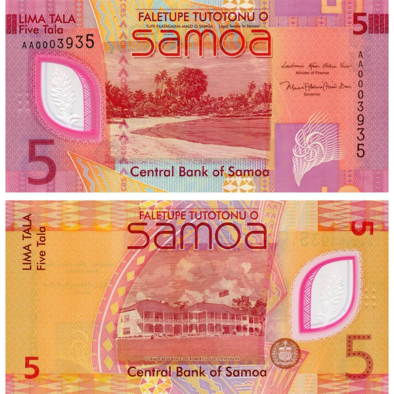 Самоа 5 тала 2023р Р-47 UNC Полімер Самоа 5 тала 2023р Р-47 UNC Полімер