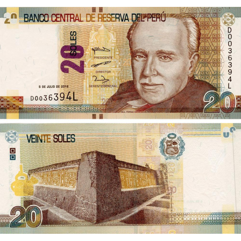 Перу / Peru 20 Soles 2018 Pick 193b UNC