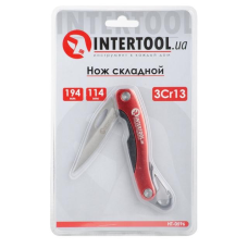 Ніж складаний 194 мм, ручка з алюмінієвими вставками, карабін INTERTOOL HT-0596