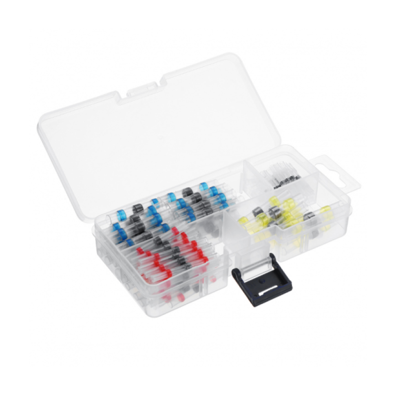Набор термоусадочных гильз с припоем Q100 Red 0.5-1.50mm² (35) Blue 1.50-2.50mm² (30)Yellow 4.00-6.00mm² White(25)0.25-0.35mm² (10