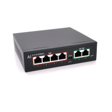POE комутатор Merlion 4 POE 10/100 + 2 RJ45 10/100 вбудований блок живлення 52V 1.05A
