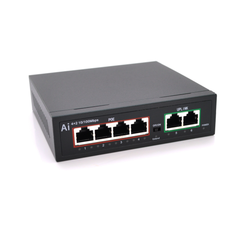 POE комутатор Merlion 4 POE 10/100 + 2 RJ45 10/100 вбудований блок живлення 52V 1.05A POE комутатор Merlion 4 POE 10/100 + 2 RJ45 10/100 вбудований блок живлення 52V 1.05A