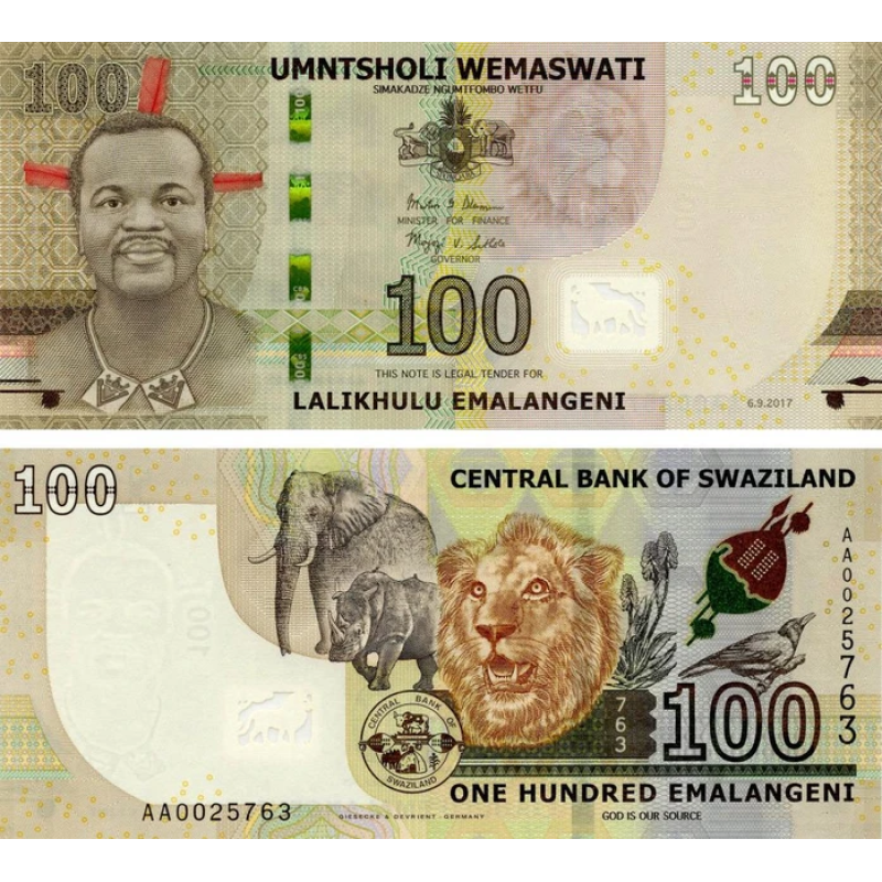 Свазіленд/Swaziland 100 emalangeni 2017 Pick 42 UNC Свазіленд/Swaziland 100 emalangeni 2017 Pick 42 UNC