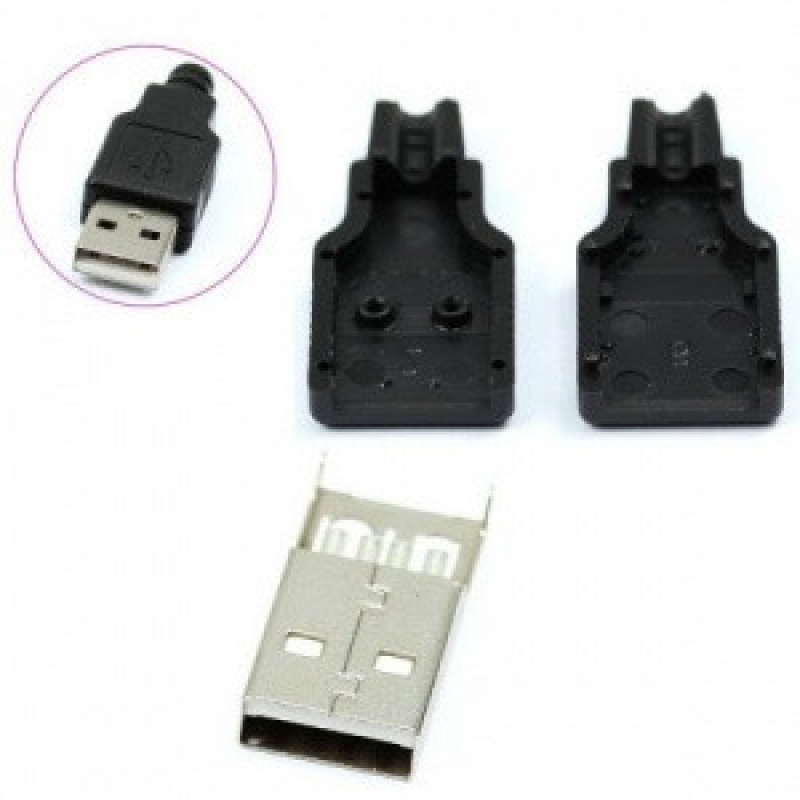 Штекер USB-A с разборным корпусом Штекер USB-A с разборным корпусом