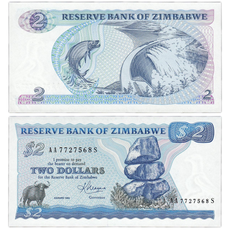 Зімбабве / Зимбабве 2 долара 1983р UNC Р-1b Зімбабве / Зимбабве 2 долара 1983р UNC Р-1b