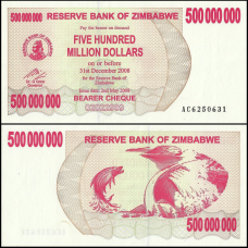 Зімбабве / Зимбабве 500000000 доларів 2008р аUNC-UNC Р-60