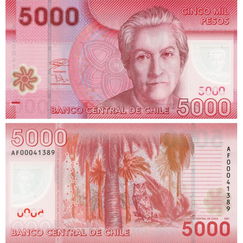 Чилі / Чили 5000 песо 2021р UNC Р-163h полімер