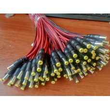 Роз“єм живлення DC-M (D 5,5x2,1 мм) => кабель завдовжки 25 см black -red, Yellow plug OEM Q100