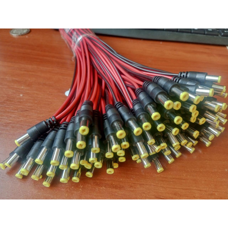 Роз“єм живлення DC-M (D 5,5x2,1 мм) => кабель завдовжки 25 см black -red, Yellow plug OEM Q100 Роз“єм живлення DC-M (D 5,5x2,1 мм) => кабель завдовжки 25 см black -red, Yellow plug OEM Q100