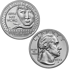 США 25 млн 2022 Жінки, Анна Мей Вонг, Anna May Wong двора 5 монета