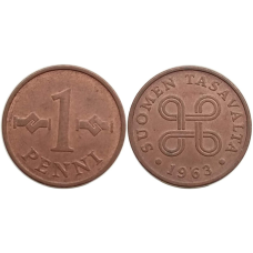 1 пенні 1963,68 Фінляндія (мідь)