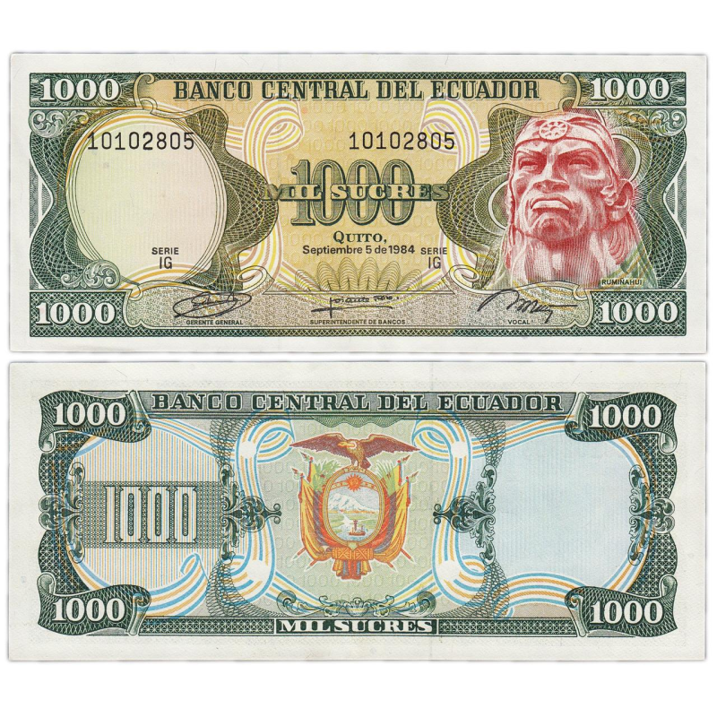 Екквадор/Кавлінія/Ecuador 1000 Sucres 1984 Pick 125а UNC Екквадор/Кавлінія/Ecuador 1000 Sucres 1984 Pick 125а UNC