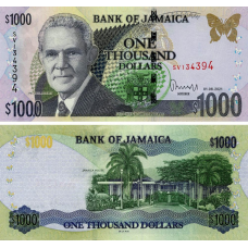 Ямайка 1000 доларів 2021г UNC Р-86p