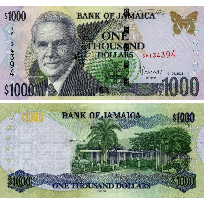 Ямайка 1000 доларів 2021г UNC Р-86p Ямайка 1000 доларів 2021г UNC Р-86p