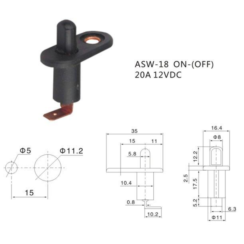 Кінцевий вимикач ASW-18 ON-(OFF) (20A 12VDC)