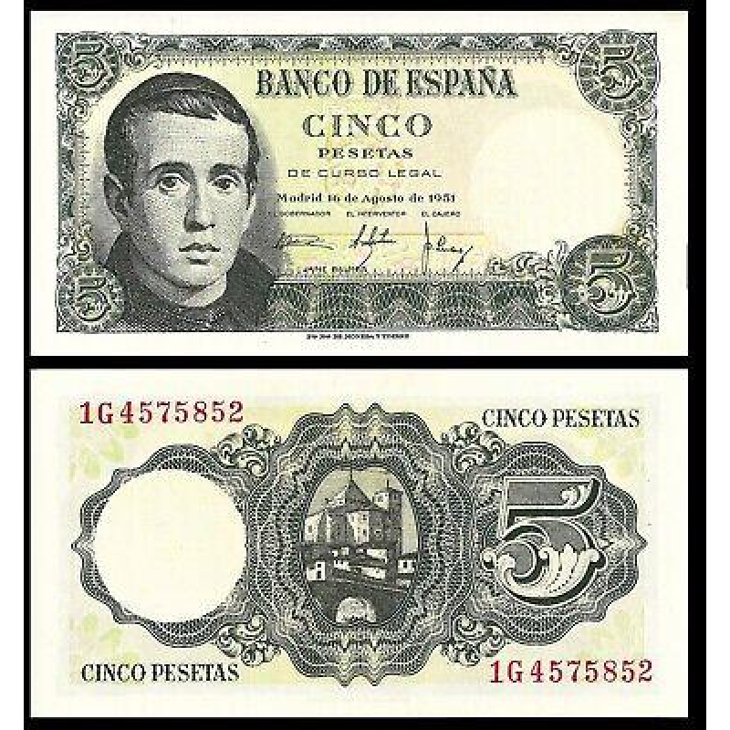 Испания / Spain 5 Peset 1951 Pick 140 UNC Испания / Spain 5 Peset 1951 Pick 140 UNC