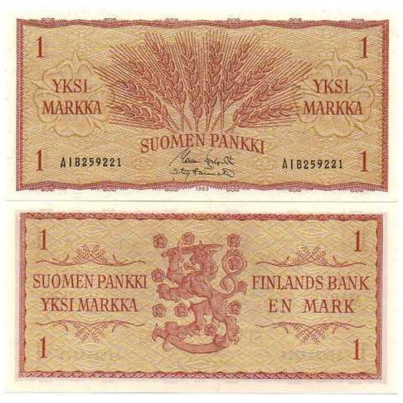 Фінляндія/Finland 1 Markkaa 1963 Pick 98а UNC Фінляндія/Finland 1 Markkaa 1963 Pick 98а UNC
