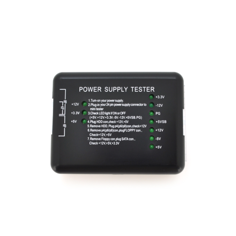 Тестер для діагностики блока живлення 4pin/6pin/8pin/20pin/24pin/Floppy/SATA, Blister