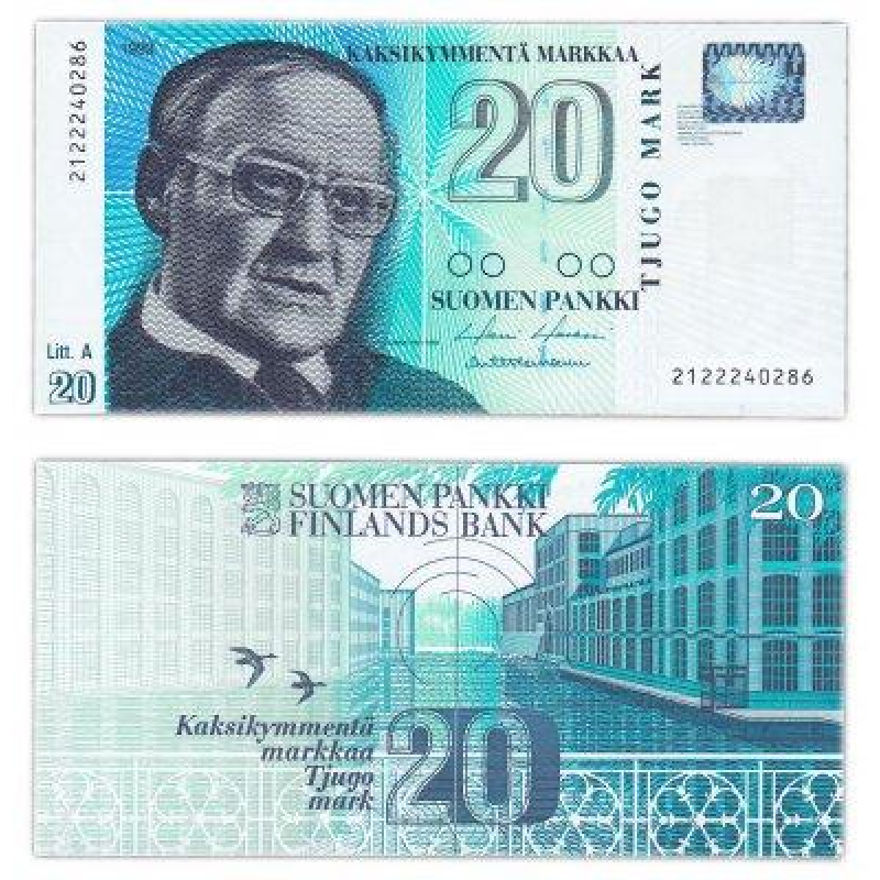 Фінляндія / Финляндия 20 марок 1993р Р123а8 UNC-1 Фінляндія / Финляндия 20 марок 1993р Р123а8 UNC-1
