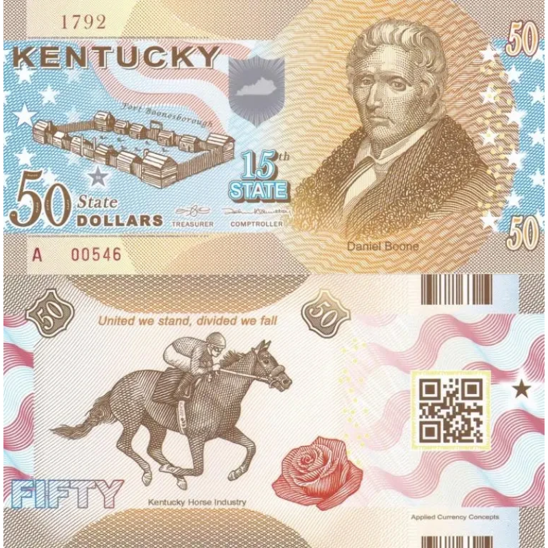 Fantasy/США — 50 Dollars 2014 — 15th state Kentucky — Polymer — Сувенір — aUNC