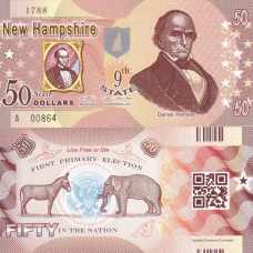 Fantasy/США — 50 Dollars 2014 — 9th state New Hampshire — Polymer — Сувенір — aUNC