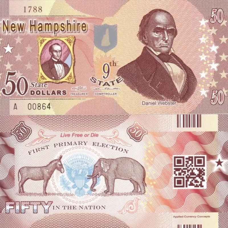 Fantasy/США — 50 Dollars 2014 — 9th state New Hampshire — Polymer — Сувенір — aUNC