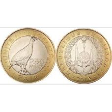 250 Фросів. Джибути. Птах Турач. 2012 рік. UNC