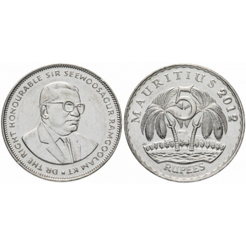 Монета 5 рупій 1987-2018, Маврикій Монета 5 рупій 1987-2018, Маврикій