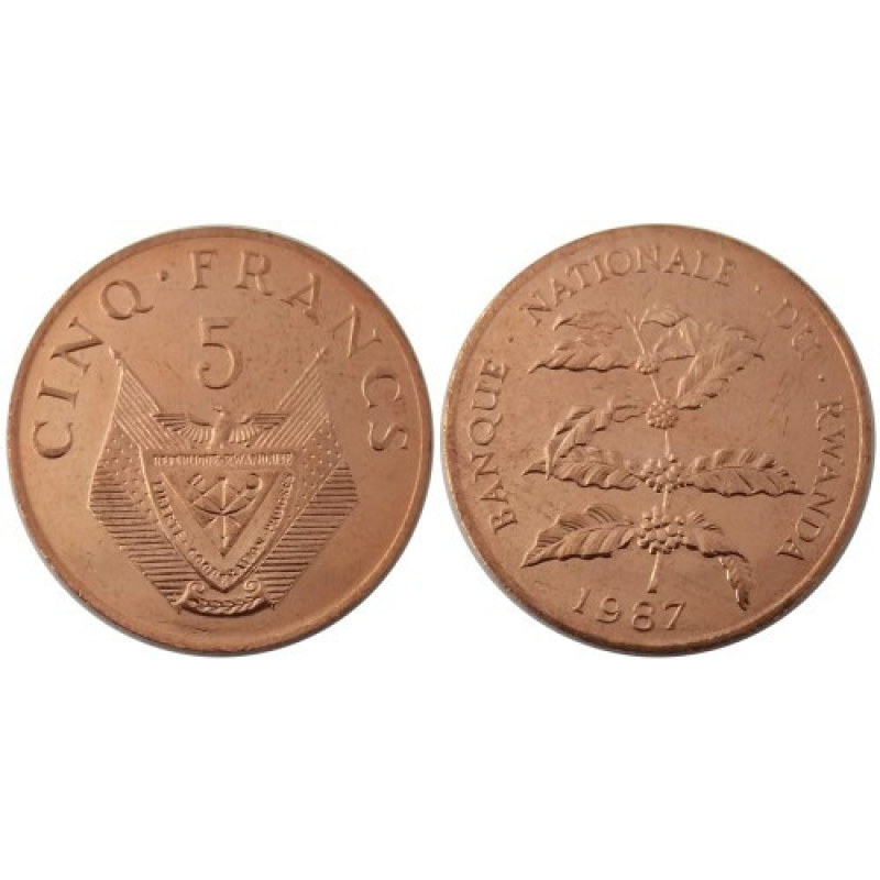 5бурсів 1987 Руанда UNC